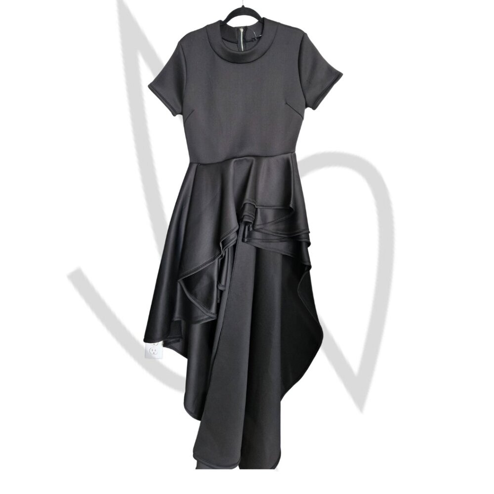 Fashion Nova Black Assymetrical Ruffle Hem Dress-NWT -XL